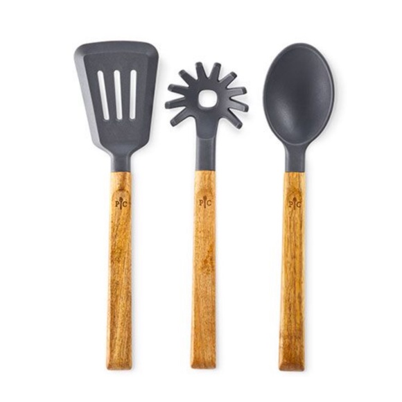 NEW PAMPERED CHEF SILICONE & WOOD UTENSIL SET - Picture 1 of 1